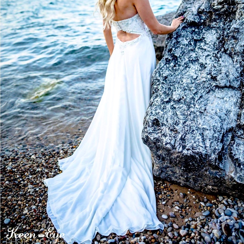 Mori Lee- ivory chiffon dress
